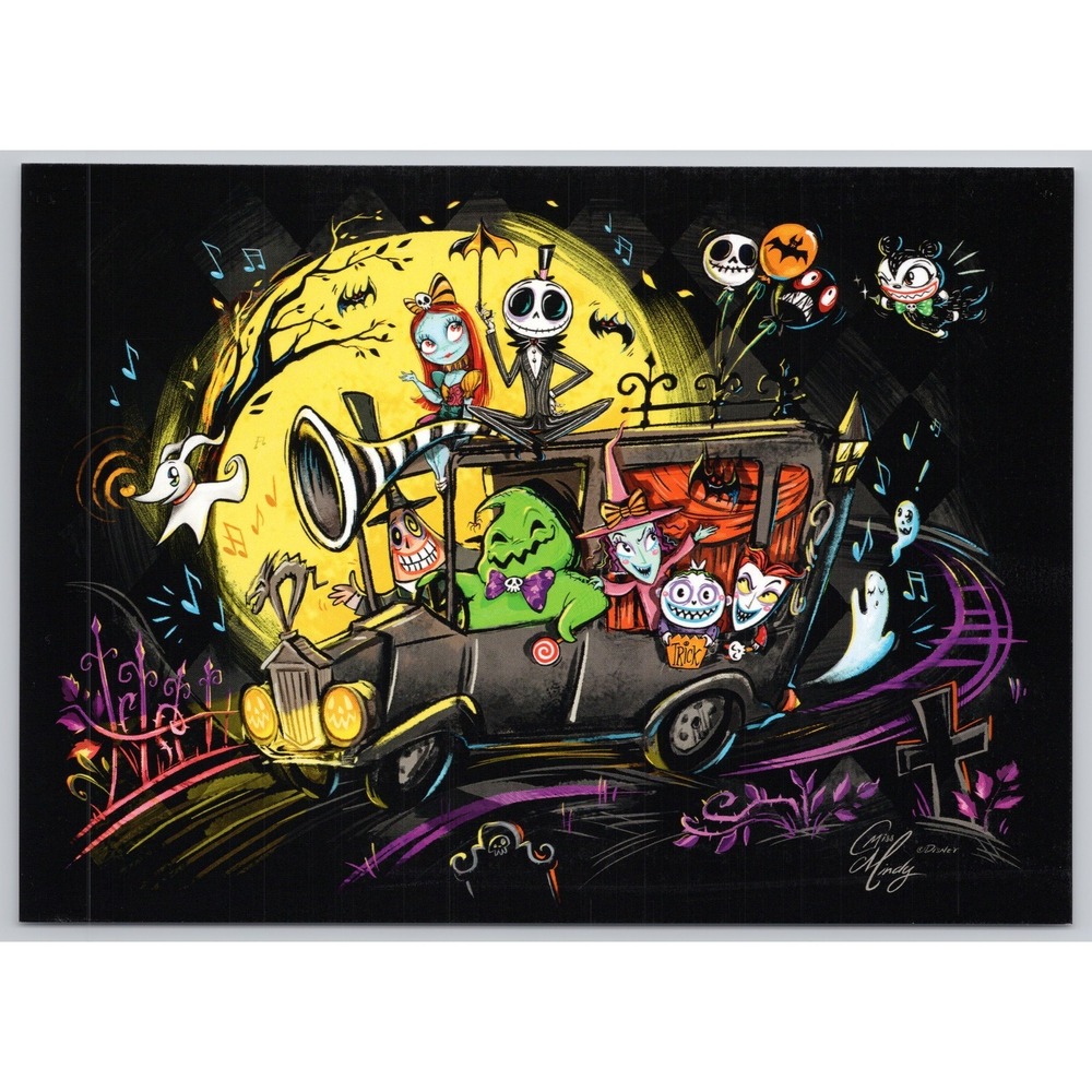 Disney Parks Exclusive Halloween Nightmare on Parade Art Postcard 5x7 Miss Mindy